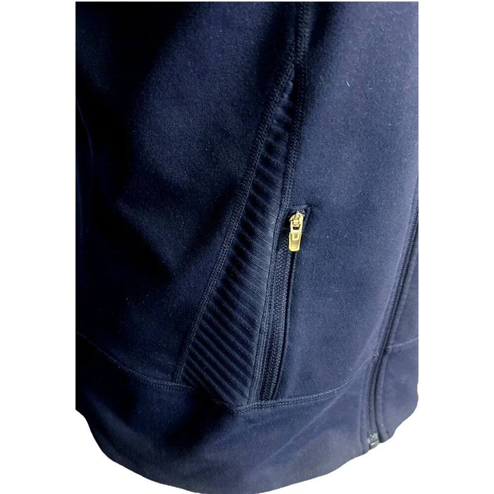 Zella Women's Sz L Full Zip Hoodie Tie Back Navy Blue Long Sleeves Athleisure